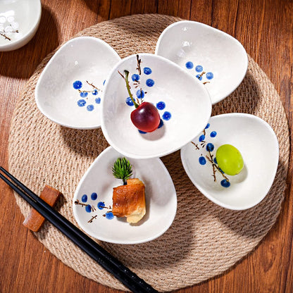 Whitenesser Ceramic Dipping Bowls Set of 5, 3.7 oz Japanese Style Mini Sauce Dishes, Hand-Painted Floral Patterned Prep Bowls for Soy Sauce, Sushi, Condiments, and Spices, Stackable Round Ramekins