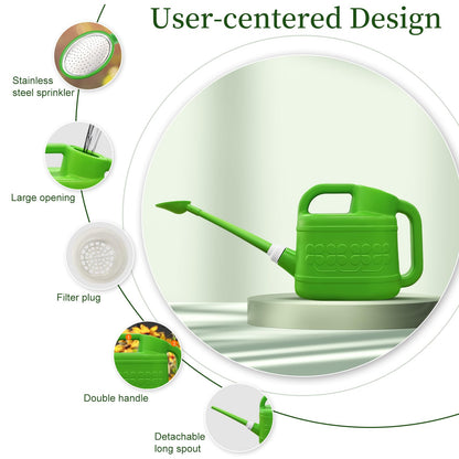 2 Gallon Watering Can for Outdoor Plants, Modern Watering Cans for House Plant Garden Flower, Plastic Watering Cans with Removable Nozzle and Long Spout