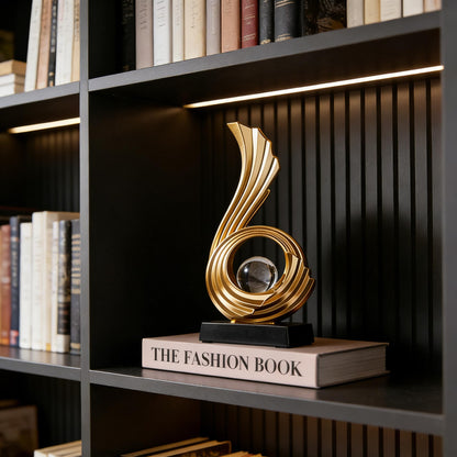 AWNR Gold Abstract Digit Statue Accent Decor, Adornos para Sala Modernos Shelf Decor Aesthetic for Coffee Table, Modern Home, TV Stand, Men's Bedroom, Coffee Table, Console Table (Abstract 6)