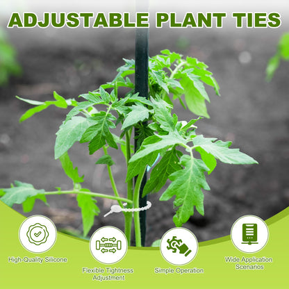 M METERXITY 48-Pack Adjustable Plant Ties, 4.7/5.9/6.7/8.2 Inch Silicone Flexible Multi-Function Garden Twist Tie for Crafts/Gift Wrapping/Gardening Plants, Reusable Support Twine [Clear ]