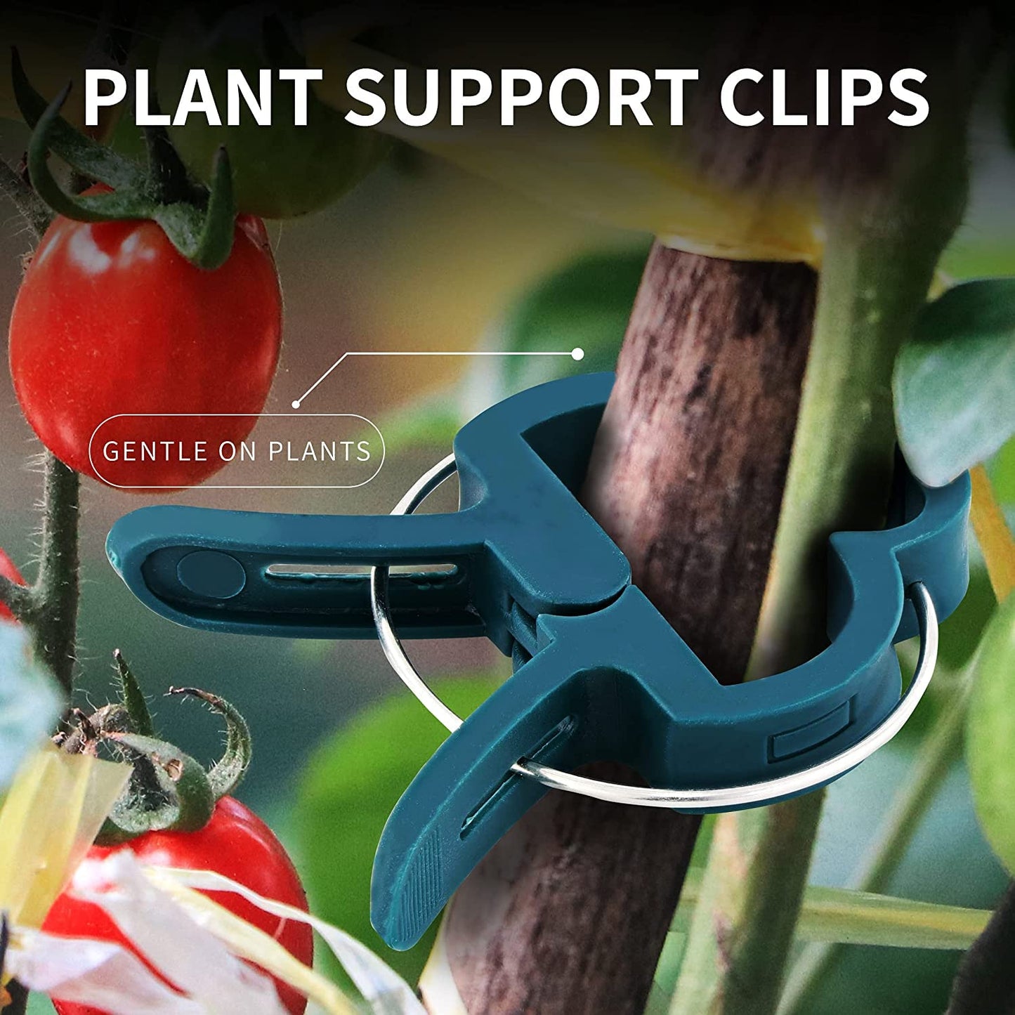 Plant Clips Green Gentle Gardening Plant & Flower Lever Loop Gripper Clips, Tool for Supporting or Straightening Plant Stems, Stalks, and Vines, Garden Clips, by RamPro (80 pc)
