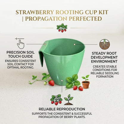 Strawberry Propagation Cups, with 20 Cups & 50 Forks and Gardening Tools, Hanging Strawberry Planter, for Bare Root Plants, Hanging Planter for Greenhouse & Home Garden (20pcs,Small)