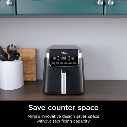 Ninja | Air Fryer | 4 QT Capacity | 4-in1 Roast, Crisp, Roast, Reheats, & Dehydrates | Dishwasher Safe Parts | Includes 20 Easy & Healthy Recipes | Compact | Grey | AF101