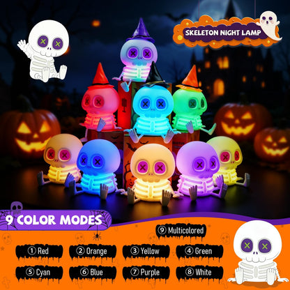 Skull Night Light for Kids Room, Skeleton Lamp,Halloween Decor Night Light