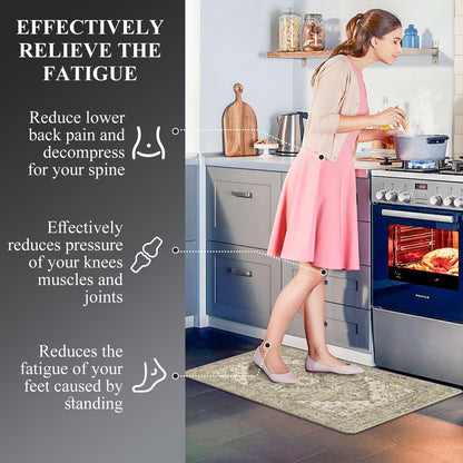 MJIAHOMDEC Cushioned Kitchen Rug Sets 3 Piece Anti Fatigue Mats for Floor Non Slip Waterproof Comfort Standing Mat Runner for Home Office, Sink, Laundry