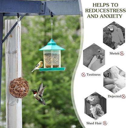 Toddmomy 2Pcs Bird Nest Material Balls Hanging Outdoor Hummingbird Nesting House 3.14In for Outside Garden and Backyard Birding