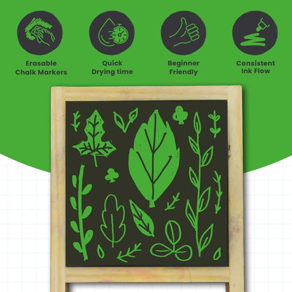 5 Green Chalkboard Chalk Pens - Green Dry Erase Markers for Blackboard, Chalkboard Signs, Windows, Glass | Variety Pack - Fine & Jumbo Size Ink Pen (1mm, 3mm, 6mm, 10mm, 15mm)