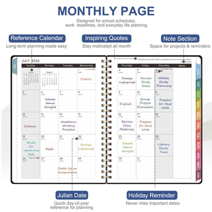 Planner 2026-2027, Weekly and Monthly Academic Planner, July 2026 - June 2027, Hardcover Calendar Agenda Book for School Year Planning, School Supplies for Teacher and Student, Letter Size(8.5'' x 11'')
