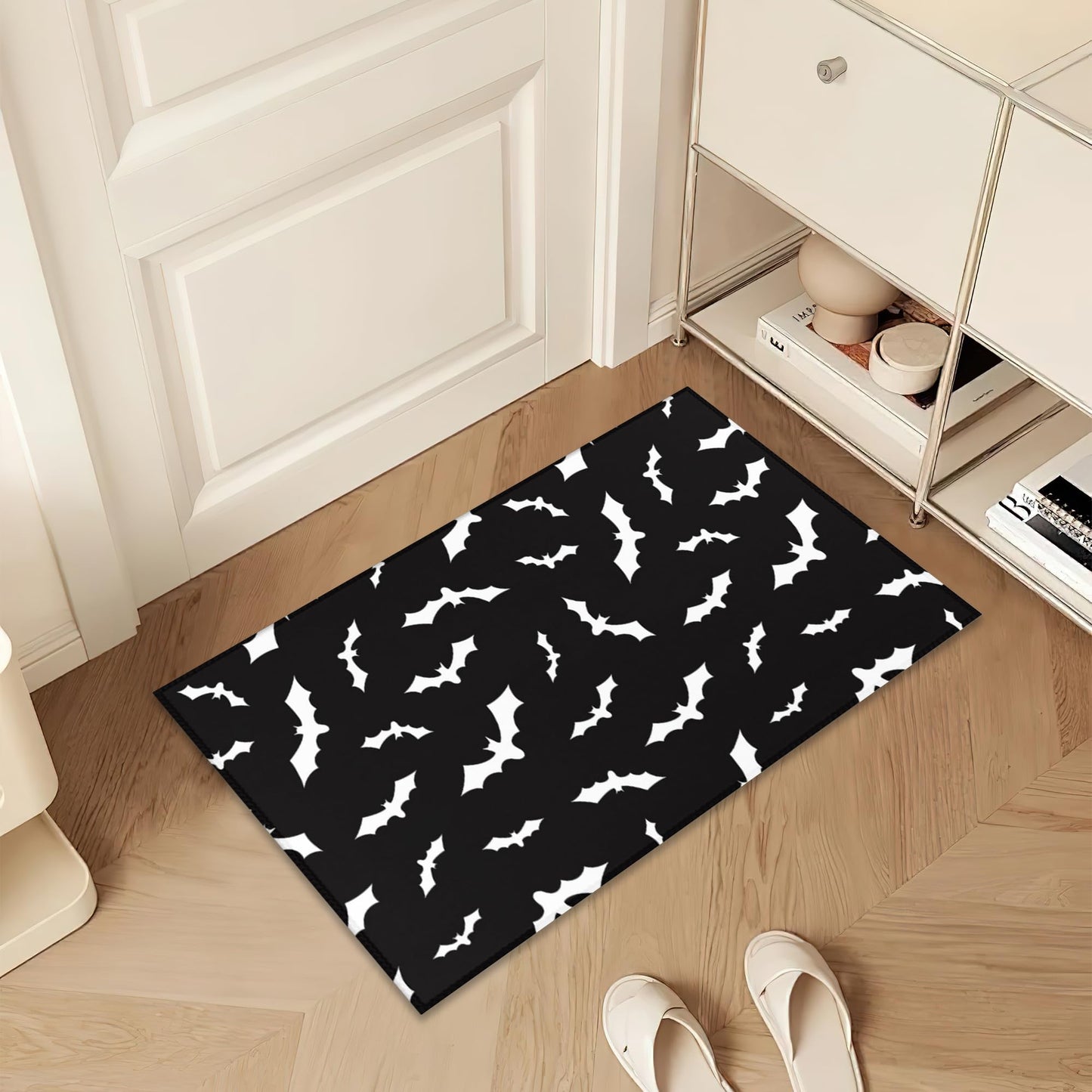 Halloween Bats Welcome Door Mat,Black Bat Doormat for Outside Entrance Home Decor,Non-Slip Carpet Rugs with Felt Entryway Mat for Patio Indoor Front 17" x 30"