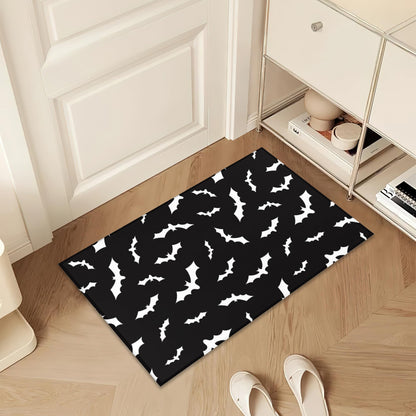 Halloween Bats Welcome Door Mat,Black Bat Doormat for Outside Entrance Home Decor,Non-Slip Carpet Rugs with Felt Entryway Mat for Patio Indoor Front 17" x 30"
