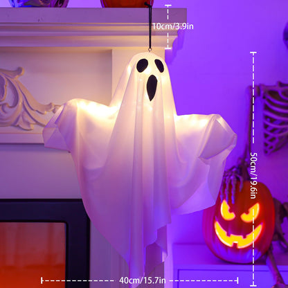 TUSAUW 3Packs Halloween Light Up Hanging Ghost Halloween Ghost Decorations with LED Light Spooky Ghost Ornaments for Home Tree Garden Yard Party Décor and Holiday Decorations(White)