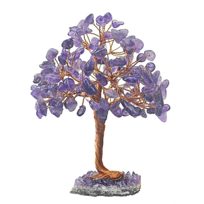 Natural Crystal Tree with Amethyst Cluster Base Tree of Life Home Decor for Shelf Bedroom Birthday Gifts Sister Gift Cute Home Office Decor Purple Crystal Crafts Housewarming Present