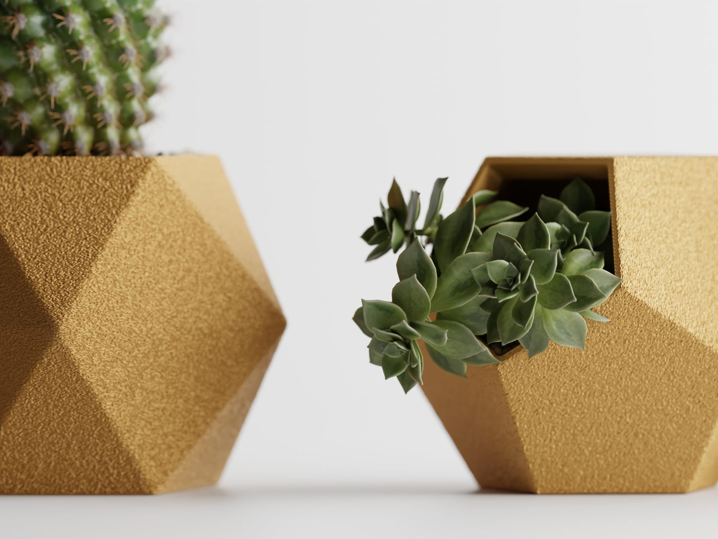 Gallery of Drip 【GeoTrio Modern Geometric Planters】– 3-Piece Faceted Pot Set for Succulents, Cactus, and Indoor Plants – Minimalist Desk Decor, Stylish Gift for Plant Lovers (Gold)