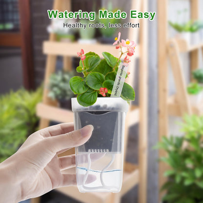 softum 8 Pack 4" Self Watering Pots for Indoor Plants, Clear Plastic Propagation Cups with Wick and Plant Labels for Cuttings, Seedlings, Herb, African Violet