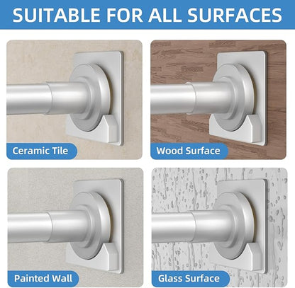 CorkLatta Matte Silver Shower Curtain Rod,1 Inch Diameter Stainless Steel Adjustable Spring Tension Rods 32 to 68",with Holders,Anti-Slip,Curtain Rods No Drilling(1 Pack)