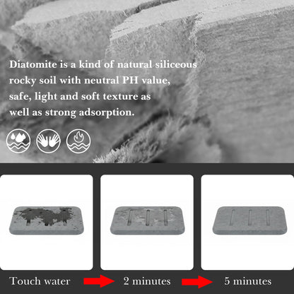 Linkidea 2 Pack Diatomite Soap Dish, Fast Drying Soap Saver, Eco-Friendly Bathroom Accessory, Compact Self-Dry Soap Container (Grey)