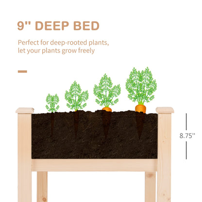 Outsunny Raised Garden Bed with Legs, 48" x 22" x 30", Elevated Wooden Planter Box, Self-Draining with Bed Liner for Vegetables, Herbs, and Flowers Backyard, Patio, Balcony Use, Natural