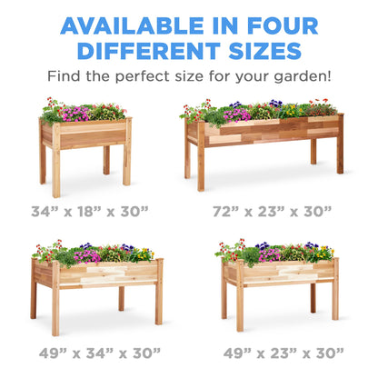 Jumbl, Cedar Raised Garden Bed, Elevated Wood Planter for Growing Fresh Herbs, Vegetables, Flowers, Succulents - 72x23x30”
