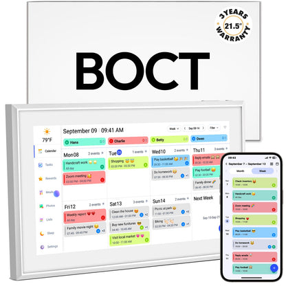 BOCT 21.5'' Digital Calendar Wall - 64GB Memory Touch Screen Chore Chart Smart Calendar, Digital Planner, Auto-Sync, APP Control, Interactive Family Schedules, Gift for Mother