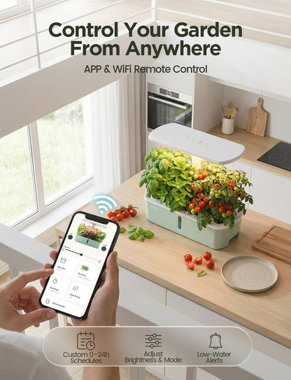 LetPot LPH-Air Hydroponics Growing System Kits, APP & WiFi Controlled Smart Indoor Garden with Adjustable 24W Grow Light Full Spectrum, 10 Pods Planter Indoor Gardening for Gifts, Kitchen, Vegetable