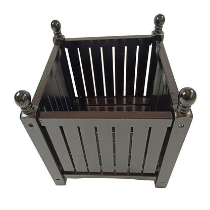 FRITHJILL Black Wooden Garden Planter Box with Decorative Ball Finials - Square Outdoor Flower Pot for Patio, Porch, Deck - 15.75" x 15.75" x 18.5" Herb & Plant Container