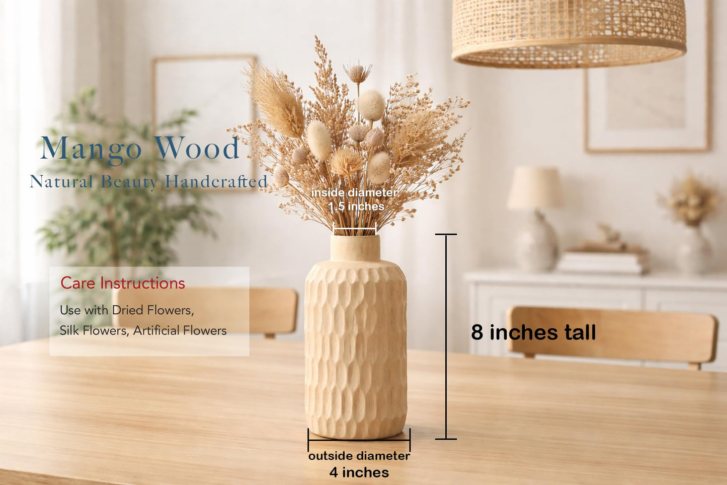 Aeravida Uniquely Etched Scales Light Brown Cylindrical Mango Tree Wooden Vase | Modern Flower Vase | Mango Tree Wooden Flower Vase | Handmade Home Office Table Vase| Flower Vases for Living Room