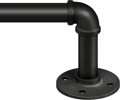 Zeerobee Curtain Rods for Windows 144 to 168, 1 Inch Industrial Wrap Around Black Curtain Rod, Indoor/Outdoor Room Divider Adjustable Drapery Pole, 144"-168"