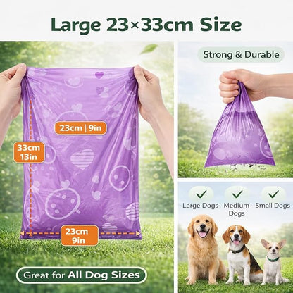 BPI Certified Compostable Dog Poop Bags 300 Count, Extra Thick Leak-Proof Pet Waste Bags, ASTM D6400 Biodegradable, 9 x 13 Inches for Small & Large Dogs