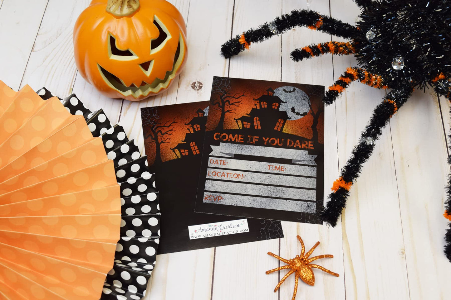 Come If You Dare Spooky Halloween Haunted House Party Invitations, 20 5x7 Fill In Cards with Twenty White Envelopes by AmandaCreation