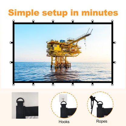 Outdoor 120in Projector Screen, Washable Black Backing Movie Screen Foldable Wtinkle-Free Projection Screen for Indoor/Outdoor Home Theater, Camping, Office, 16:9 4K HD Projector for Movies On Wall
