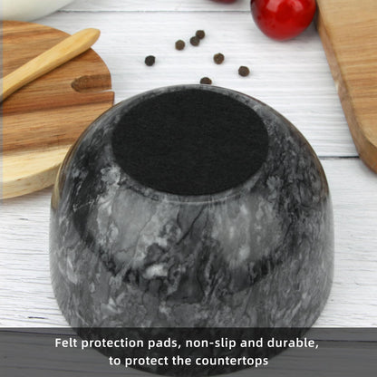 HESHIBI Salt Cellar Box with Lid & Spoon, Modern White Stone Salt or Pepper Sugar Spice Seasoning Bowl Container Jar Holder Well Keeper Dish Pig Crock for Kitchen (Marble Bowl Set)