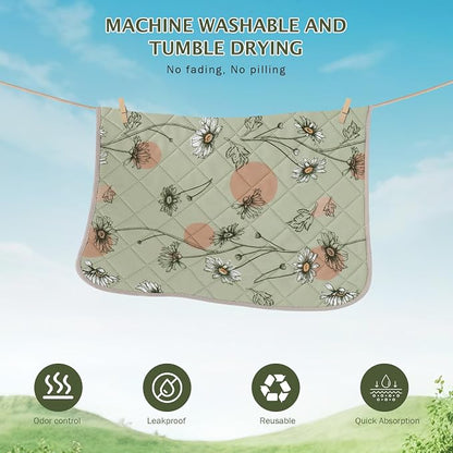 IEUUMLER Washable Pee Pads for Dogs, 2 Pack Non-Slip & Waterproof Pack Whelping Pad, Reusable Washable Puppy Potty Training Pad with Fast Absorbent for Playpen EU007 (Grass Green Daisy, 41"X41"-2pcs)