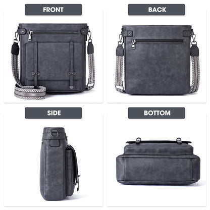 Roulens Crossbody Bags for Women,Multi Pocket Crossbody Purses Vegan Leather Shoulder Handbags Travel Purse Adjustable Strap