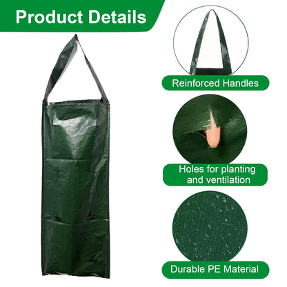 Upside Down Strawberries Grow Bags,10 Pack Garden Hanging Strawberry Grow Bag, Hanging Strawberry Planter with Planting Pockets, Hanging Planter for Strawberries,Tomatoes, Chili, Herbs, Vegetables