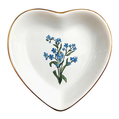 Clover89 Birth Month Flower Ring Jewelry Dish Tray-Floral Ring Holder for Hippie,Nature,Pace-Birthday Gifts for Mom,Mother-in-law,Step Mom,Aunt,Grandma,Sister,Friends (12 - December (Forget me not))
