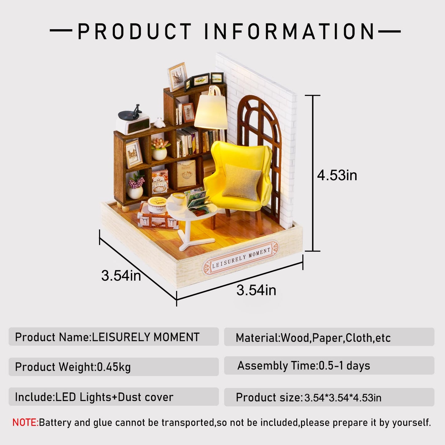 CUTEROOM DIY Doll House Miniature Furniture Wooden House Kit with Dust Cover & LED Light and Accessories-Leisure Moment