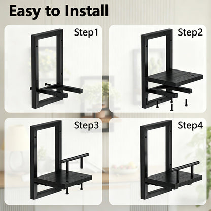 Sbosbo Floating Shelves for Wall, Plant Shelf Indoor, Wall Planters for Indoor Floating Plant Shelves for Bedroom, Living Room, Kitchen, Office, Bathroom Decor (Black, 2 Pack)