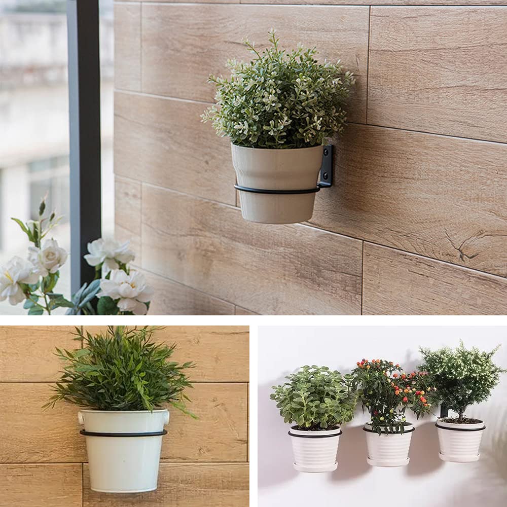 Plant Holder Ring 8 Inch Wall Mounted, 6 Pack Flower Pot Hangers Metal Plant Stand Hanging Bracket Basket Hooks