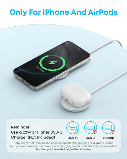 Anker Zolo Magnetic Wireless Charger, 2-Pack Qi2 Certified 15W MagSafe-Compatible Wireless Charging Pad, for iPhone 17/16/15/14/13 Series, AirPods, and More (Not for Pixel, Adapter Not Included)