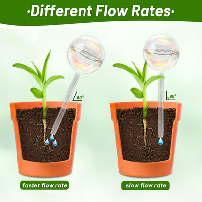 2 Pack Iridescent Glass Plant Watering Globe,Automatic Self-Watering Bulbs for Indoor Outdoor Plants-Hand-Blown Glass Watering Stakes for Home Garden Decor-Ideal Gift for Plant Lovers,Flowers,Pots