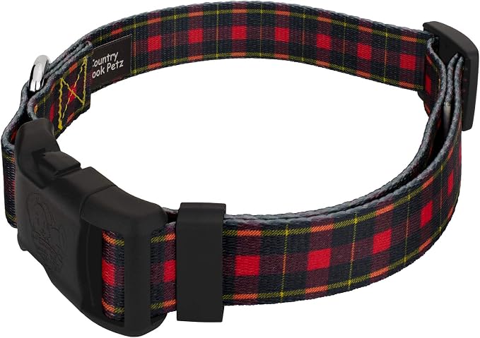Country Brook Petz - Buffalo Plaid Everyday Dog Collar and Leash - Plaid and Argyle Collection Featuring Charming Designs (1 Inch, Medium)
