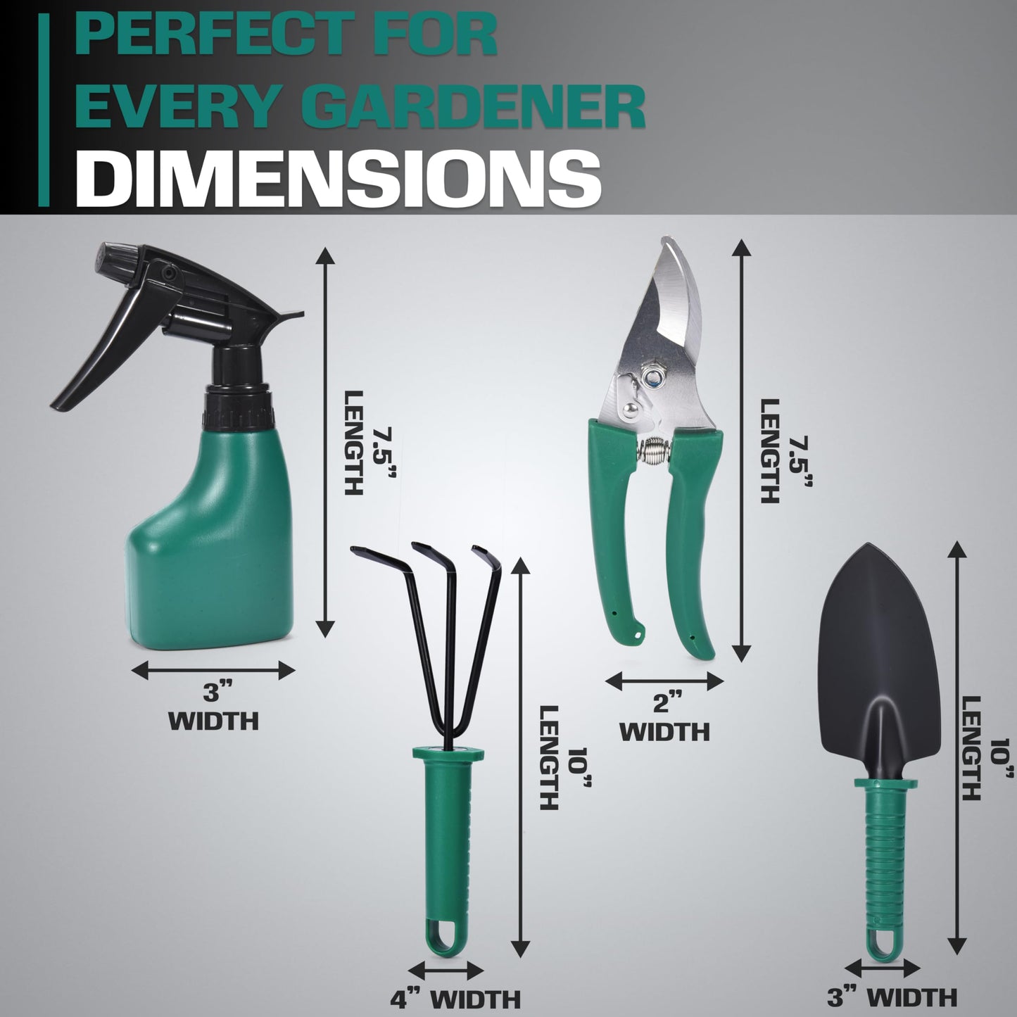 2wayz Garden Tool Set - 5-Piece Durable Gardening Hand Tools - 3x12x7-inch Gardening Kit with Portable Box and Carrying Case - Small Garden Planting and Essentials Tools - Gift for Garden Lovers