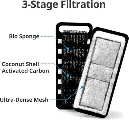 NICREW Slim Aquarium Filter Cartridges (12 pcs) with Intake Sponges (4 pcs)