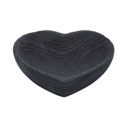 Set of 2 Wooden Decorative Bowls – Accent Bowl Set for Everyday Display, Coffee Table or Entryway Styling – Heart Shape Design for Soft, Sculptural Impact, Home Decor – 10" & 8", Black