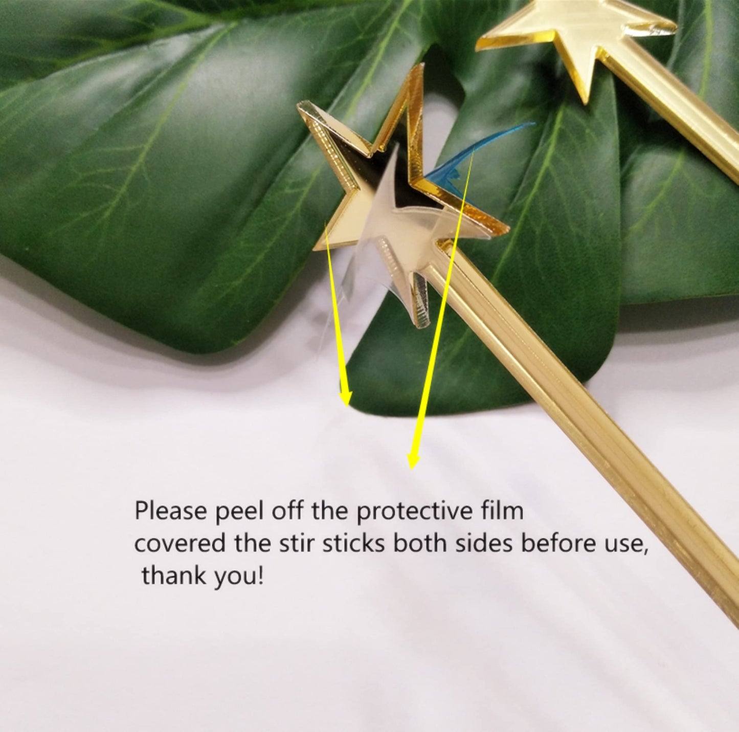 20PCS Star Drink Stirrers, Acrylic Cocktail Stirrers, Drink Stirrers, Laser Cut Wedding Decor Drink Stirrers Swizzle Sticks (Gold Mirror)