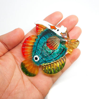 ZOOCRAFT Blown Glass Fish Figurine, Hand Painted Sea Creature Gift Ornament, 2.6" Tall Blue/Green Coastal Decor