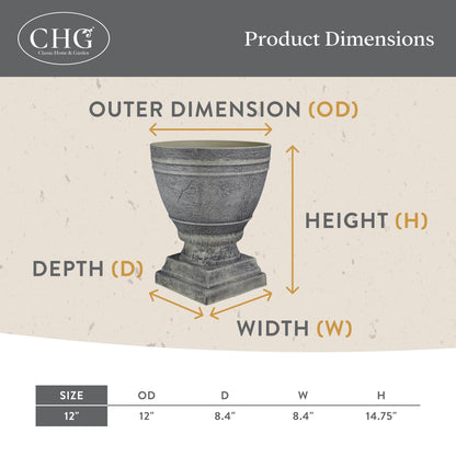 Classic Home and Garden Spartan Urn Planter - Timeless Plant Urn for Floral Displays - Durable Indoor & Outdoor Plastic Garden Planters (14”, Cast Iron)