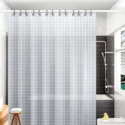 MEXAU 2 Pack White Tension Curtain Rod 45-77 Inch Shower Rod 7/8" Shower Curtain Rod Adjustable Spring Curtain Rods No Drilling Spring Rod Shower Curtain Tension Rod for Bathroom Windows Doorways
