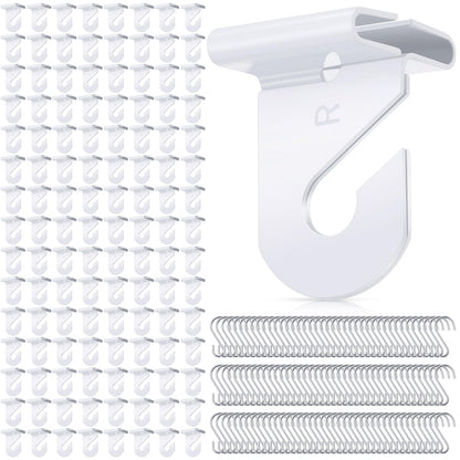Outus 240 Packs Drop Ceiling Hooks for Hanging Ornament Classrooms & Offices, White Heavy Duty Ceiling Hooks Tile Metal Hangers for Hanging Plants Home, and Wedding Decorations Supplies