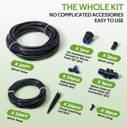 HIRALIY 140FT Quick Connect Garden Watering System with Adjustable Vortex Drippers, Saving Water Automatic Drip Irrigation Kit for Raised Bed and Plants Vegetable Garden